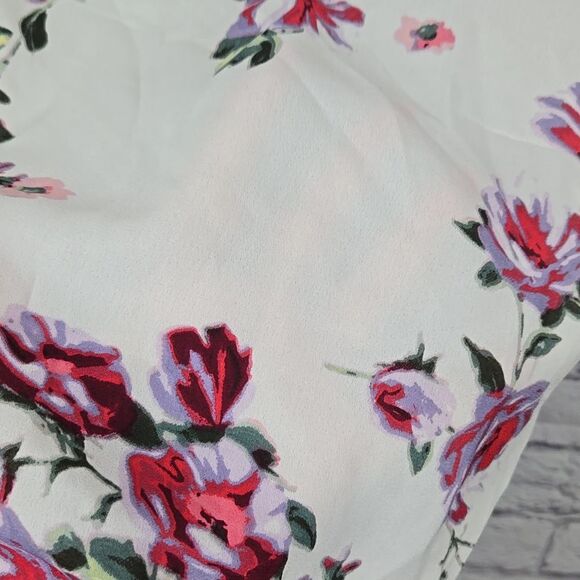 Maurices Plus XXL/20 White Floral Sheer Inset V Neck Tank Top Sleeveless Blouse - Picture 10 of 12